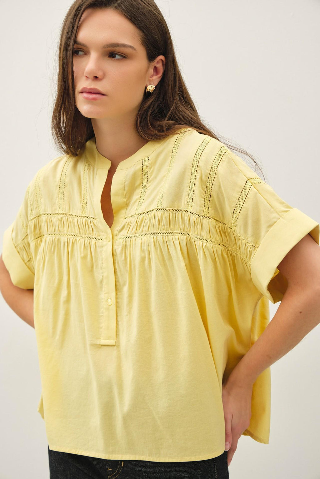 Eyelet Laced Oversize Dolman Sleeve Top