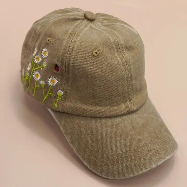 Embroidered Floral Baseball Cap Hat
