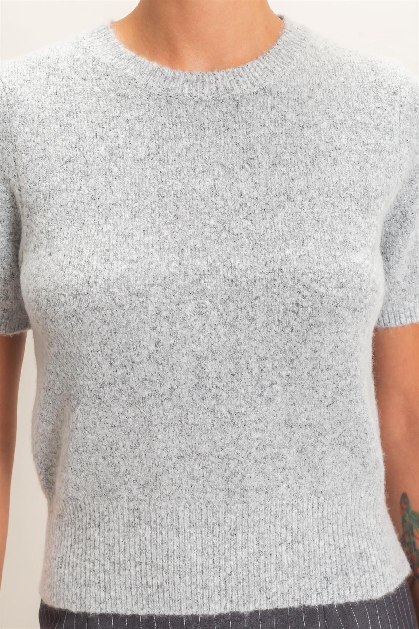 Crew Neck Short Sleeve Knit Top