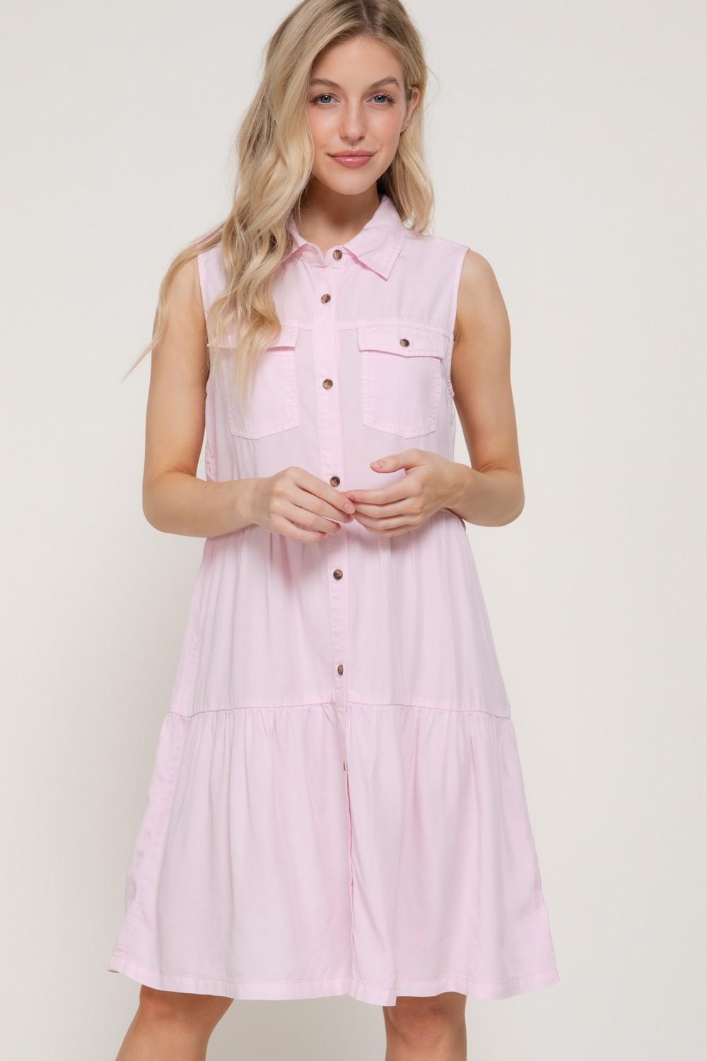 Sleeveless Button Down Lyocell Dress