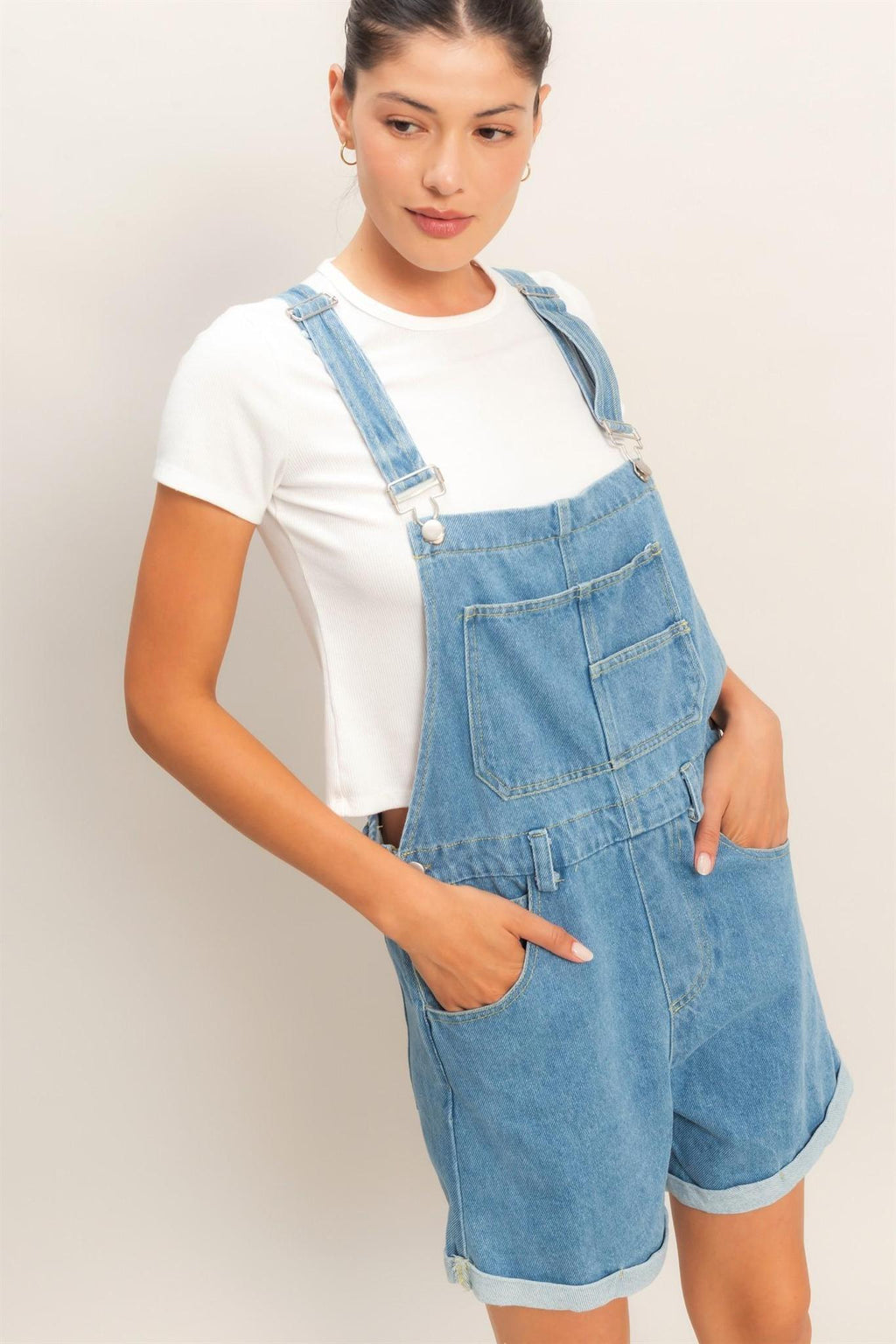Denim Cross Back Overalls