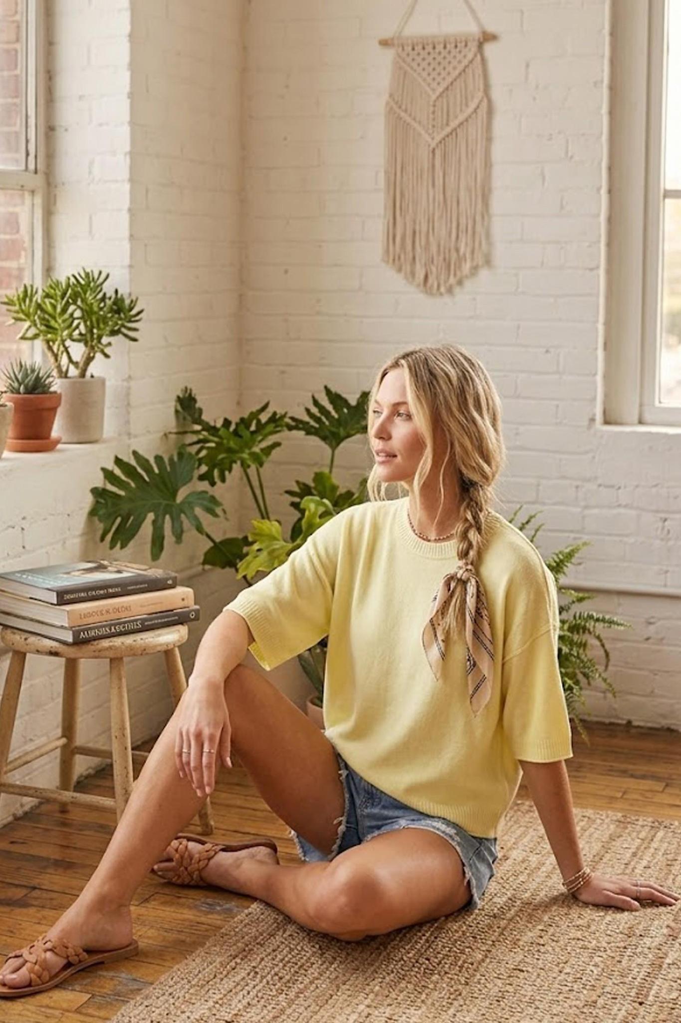 Lightweight Short Sleeve Oversized Sweater Top