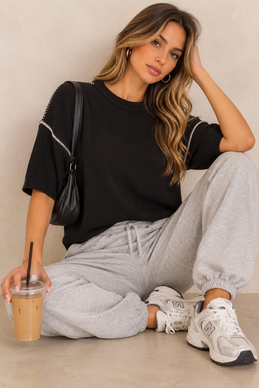 Relaxed Knit Short Sleeve Sweater