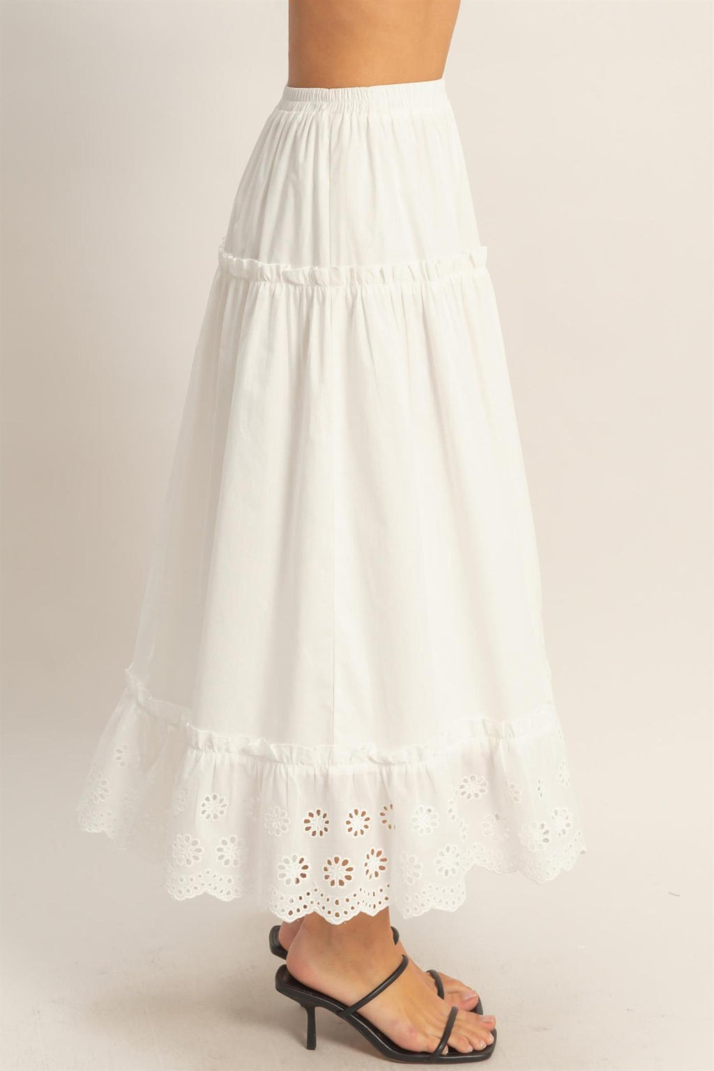 Tiered Eyelet Maxi Skirt