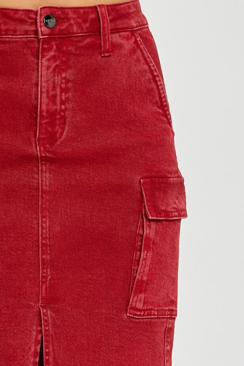 High Rise Midi Cargo Skirt