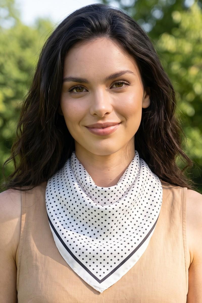 Classic Polka Dot Border Square Scarf