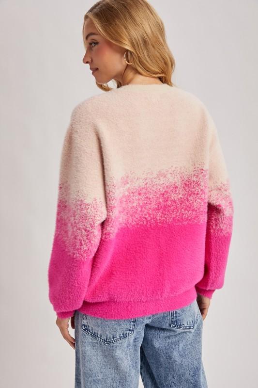 Fuzzy Ombre Knit Sweater