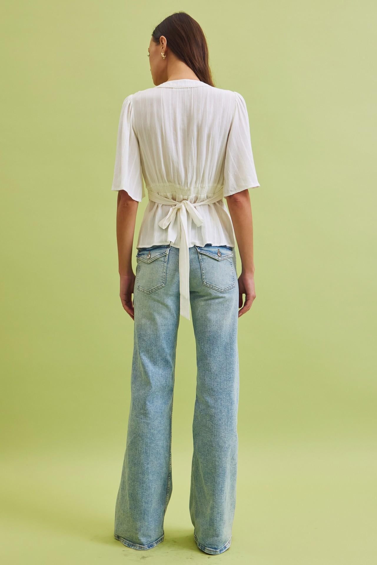 Kimono Sleeve Empire Waist Blouse