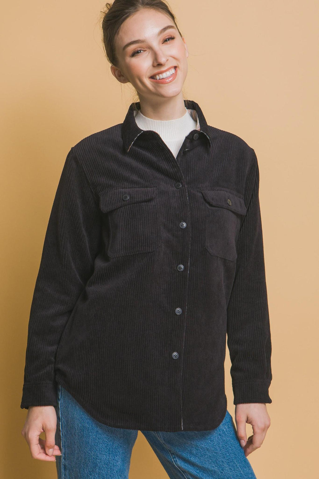 Reversible Corduroy Flannel Plaid Shacket – Western