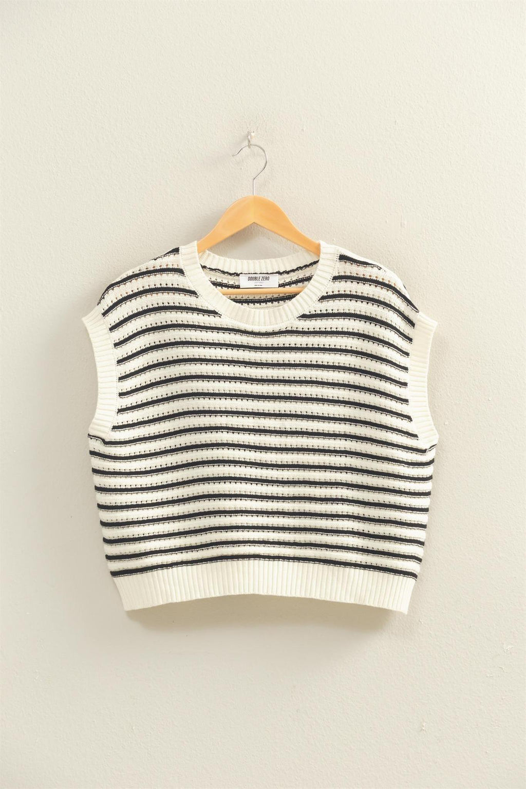 Striped Sleeveless Crew Neck Top