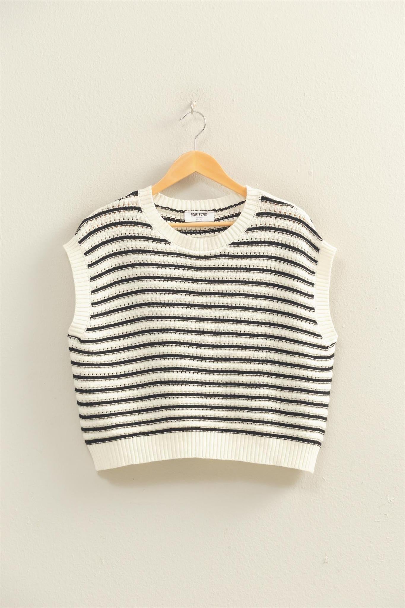 Striped Sleeveless Crew Neck Top