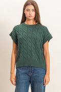 Cable Knit Cap Sleeve Sweater