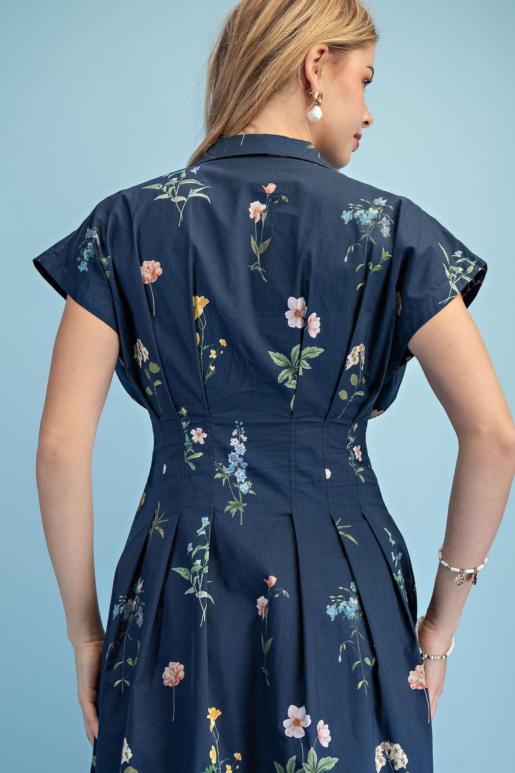 Floral Print Midi Shirt Dress