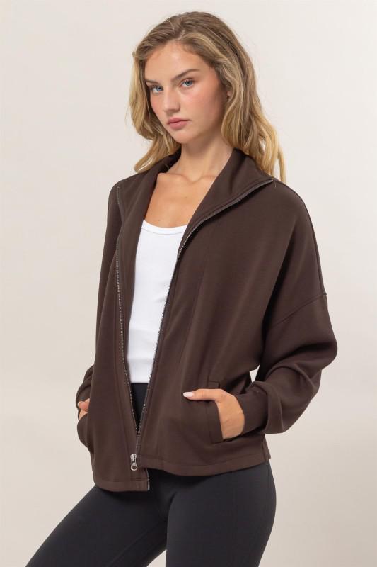 High Neck Zip-Up Jacket