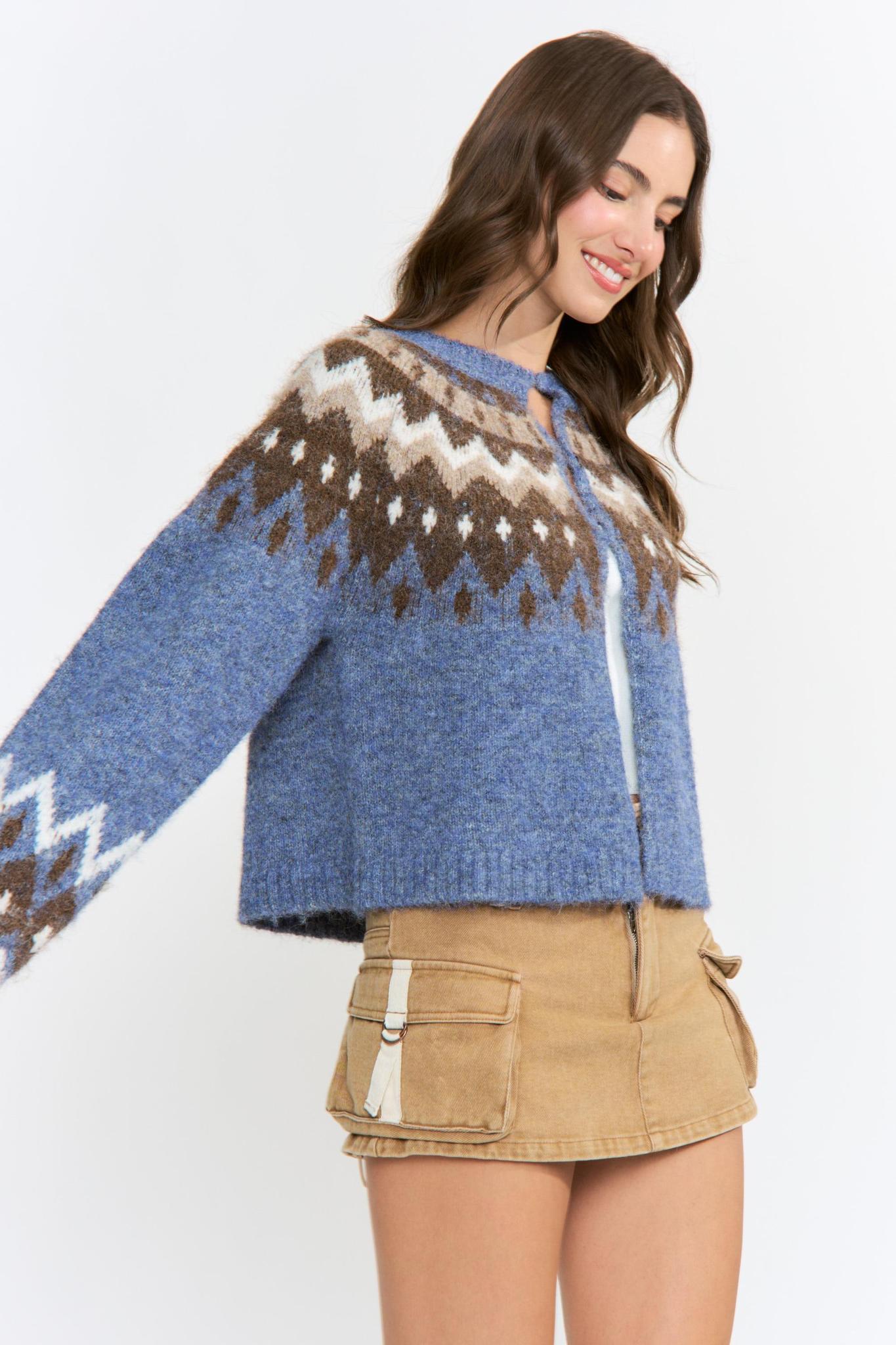 Nordic Pattern Knit Cardigan