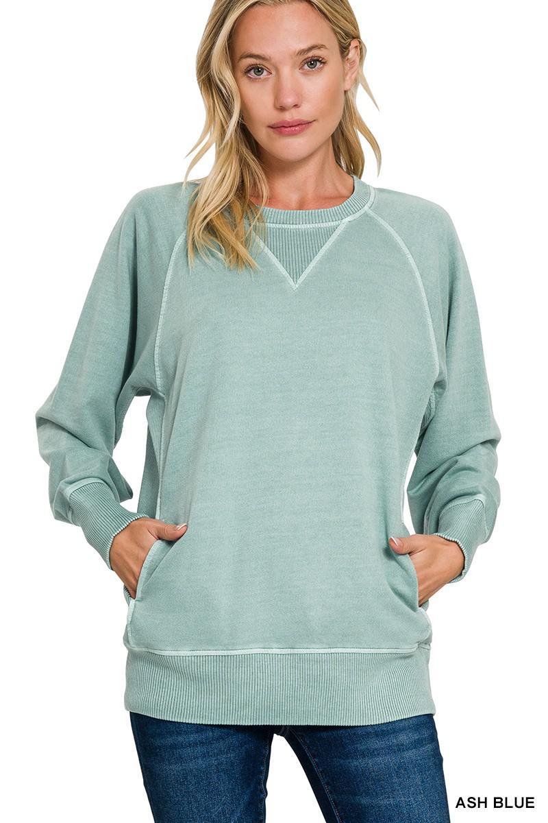 Pigment Dyed French Terry Pullover with Pockets