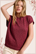 Loose Fit Sleeveless Ribbed Knit Mock Crew Neck Top