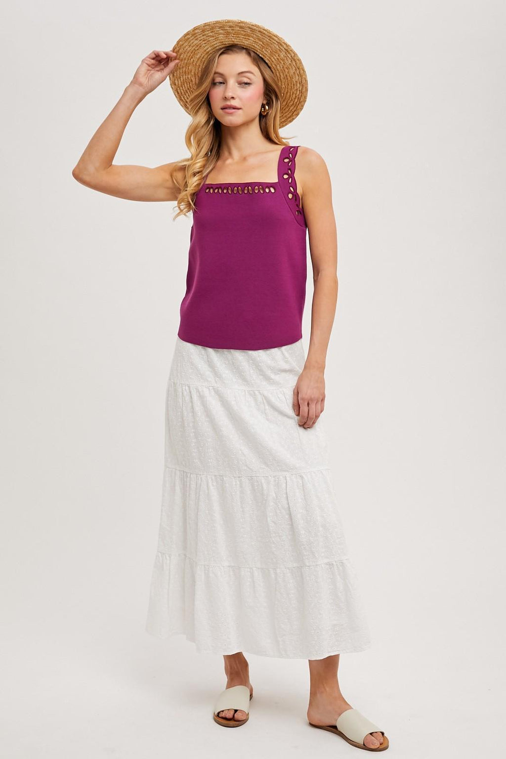 Openwork Embroidery Knit Top