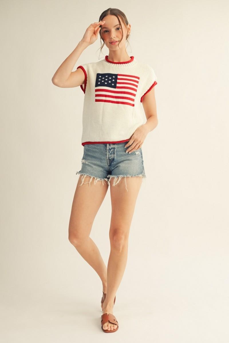 American Flag Lightweight Sweater Top