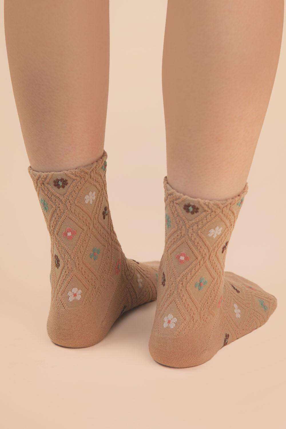 Floral Printed Textures Crew Socks