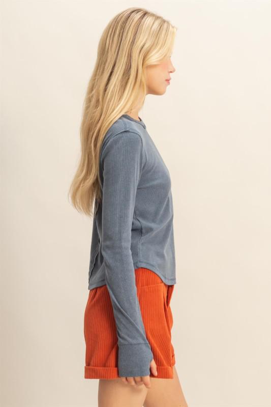 Mineral Wash Fitted Ribbed Top